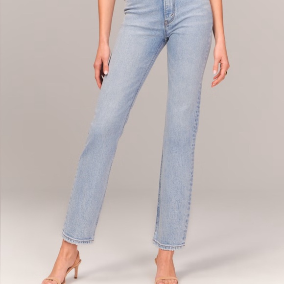 Abercrombie & Fitch Light Blue Straight Leg Jeans - Picture 3 of 6